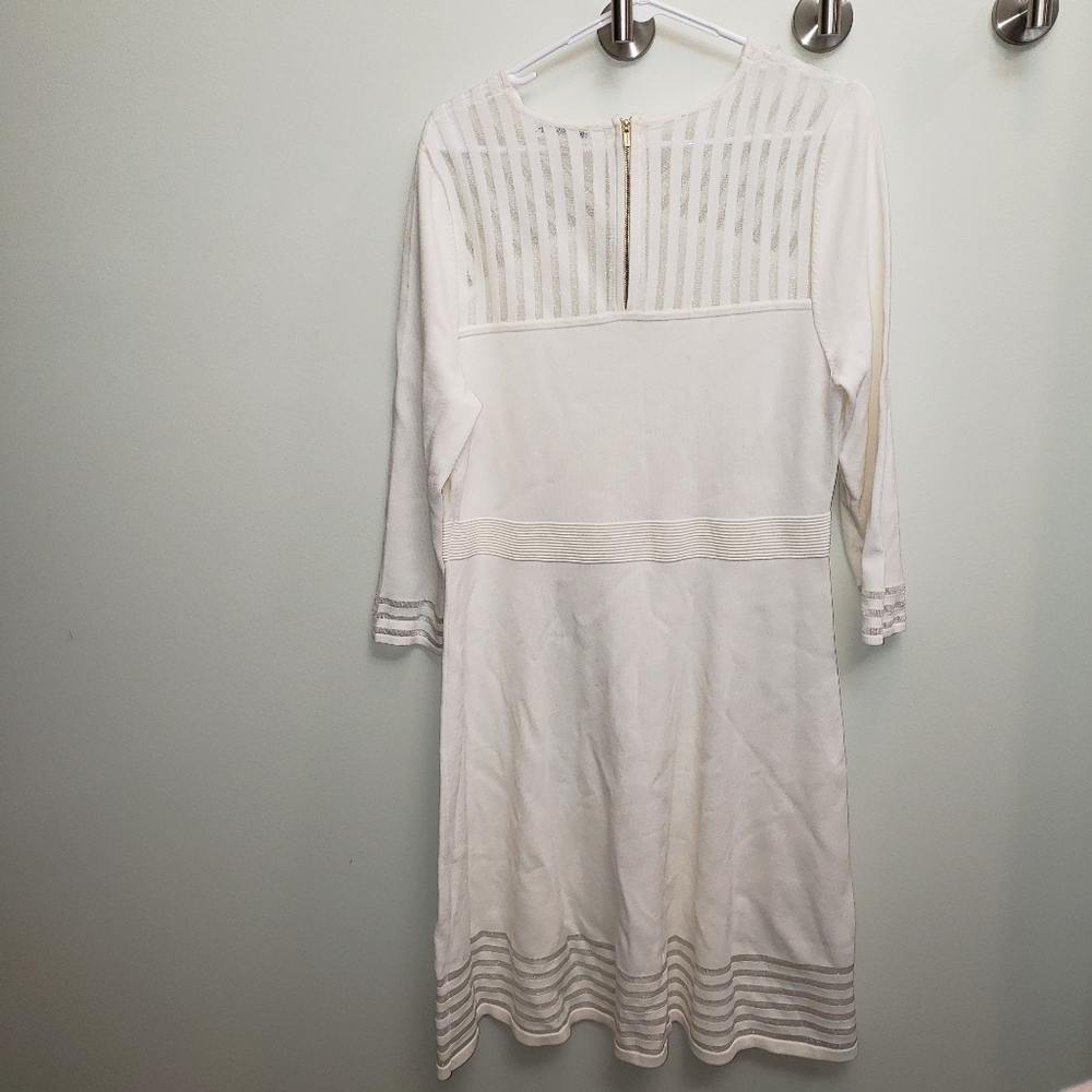 Calvin Klein Illusion-Stripe Fit & Flare White Sweater Dress Size XL - Picture 3 of 3